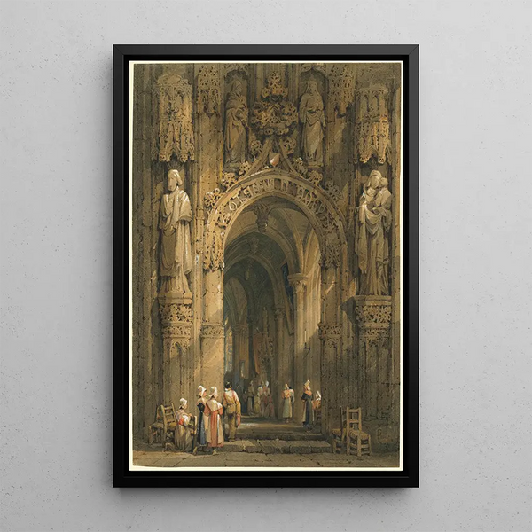 Interior of a cathedral - Samuel Prout — framed artwork on a wall