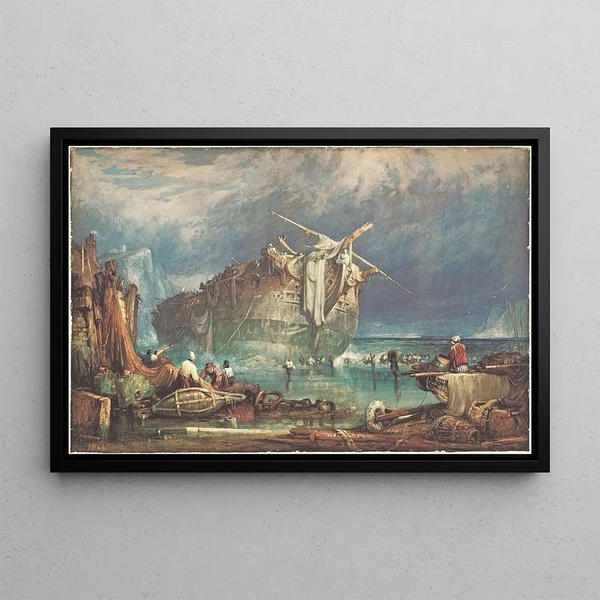 Rescue of the Wreck - Samuel Prout — framed artwork on a wall
