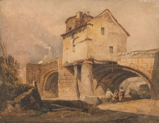 The Monnow Bridge in Monmouthshire - Samuel Prout — artwork view