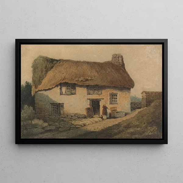 The thatched cottage - Samuel Prout — framed artwork on a wall