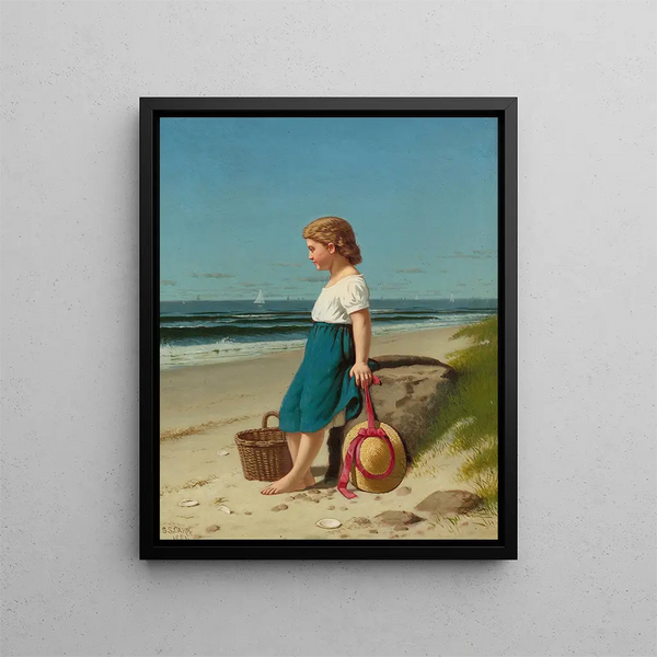 Young girl by the sea - Samuel S. Carr — framed artwork on a wall