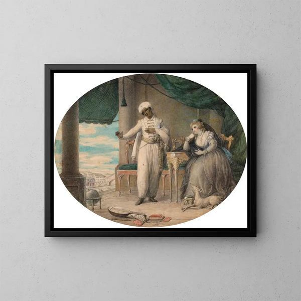 Othello and Desdemona in Venice - Samuel Shelley — framed artwork on a wall