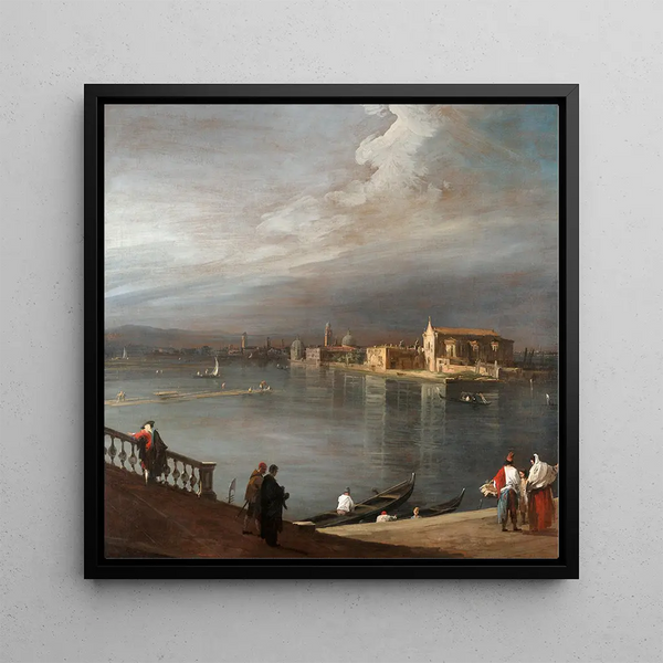 San Cristoforo, San Michele and Murano from the Fondamenta Nuove in Venice - Canaletto — framed artwork on a wall