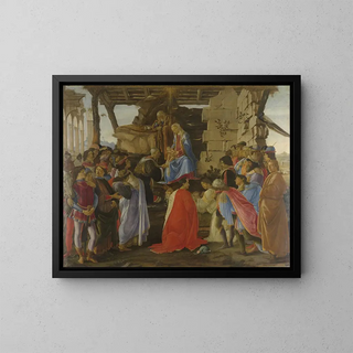Adoration of the Magi - Sandro Botticelli — framed artwork on a wall