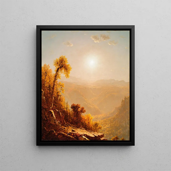 October in the Catskills - Sanford Robinson Gifford — framed artwork on a wall