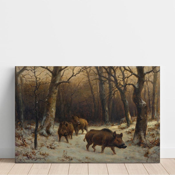Reproduction of the painting Wild boars in the snow - Rosa Bonheur