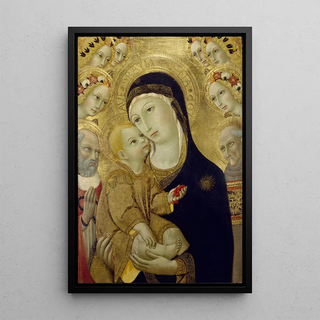 Sano di Pietro - Virgin and Child with Saints Jerome and Bernardino of Siena and Six Angels.webp