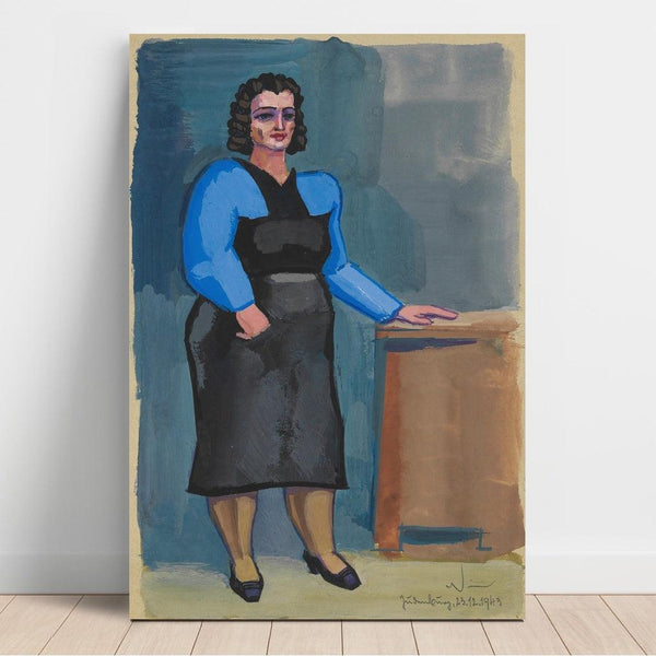 Reproduction of the painting Untitled Painting (woman in blue blouse and black dress) - Karl Wiener