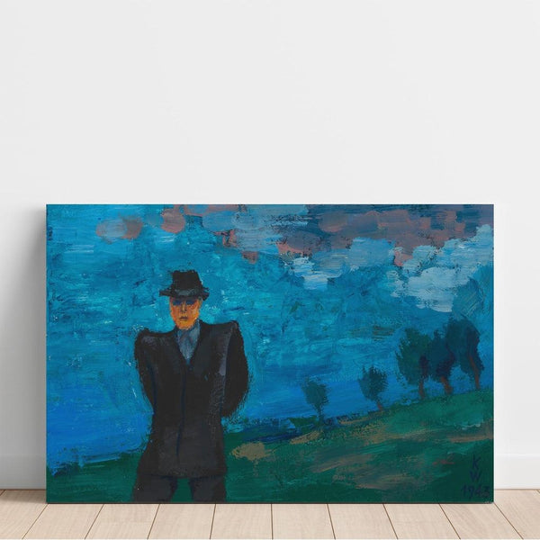 Reproduction of the painting Untitled Painting (man in a black suit and hat in a landscape) - Karl Wiener