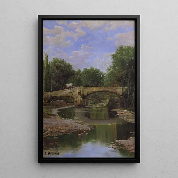 Bridge over a River - Santiago Rusiñol — framed artwork on a wall