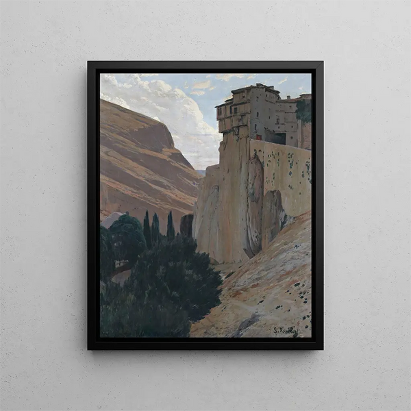 the Hanging Houses of Cuenca - Santiago Rusiñol — framed artwork on a wall