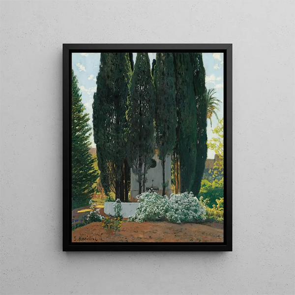 La Fontaine des Cyprès - Santiago Rusiñol — framed artwork on a wall