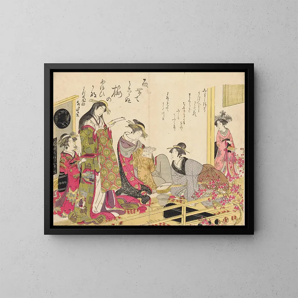 Modern Beauties Painting: Mirror of Reality Pl3 - Santo Kyoden — framed artwork on a wall