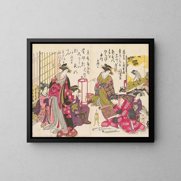Modern Beauties Painting, mirror of reality Pl4 - Santo Kyoden — framed artwork on a wall