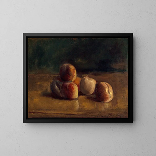 Still life with peaches - Sarah Bernhardt — framed artwork on a wall