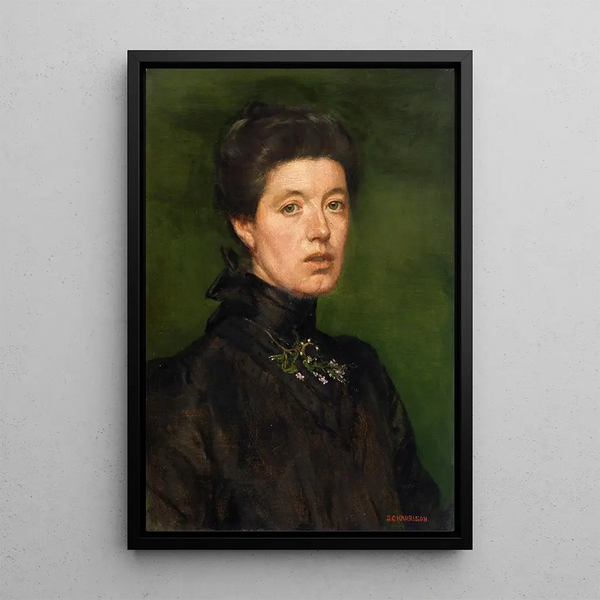 Self-portrait Painting - Sarah Cecilia Harrison — framed artwork on a wall