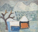 Winter landscape painting with houses - Sasza Blonder — artwork view