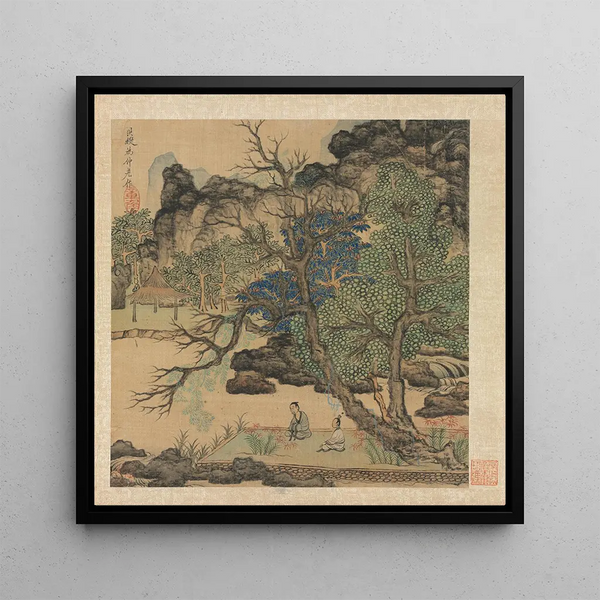 Savants dans un jardin - Chen Hongshou — framed artwork on a wall