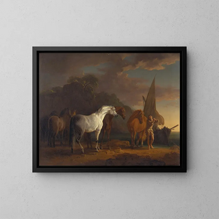 Gulliver taking his last leave from the land of the Houyhnhnms - Sawrey Gilpin — framed artwork on a wall