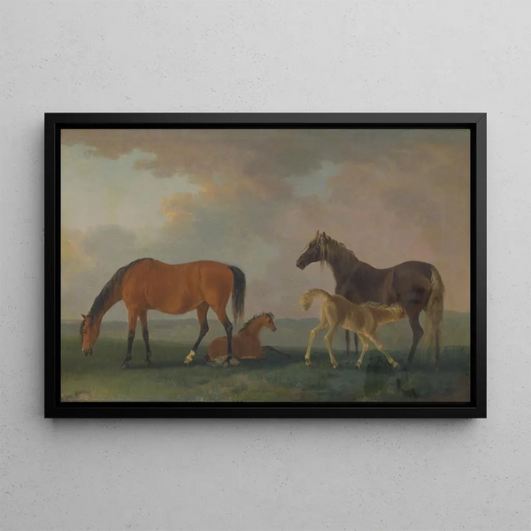 Mares and Foals Facing Left - Sawrey Gilpin — framed artwork on a wall