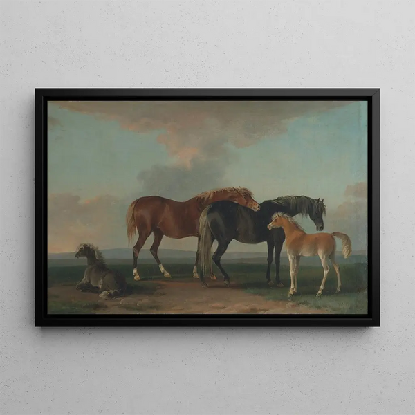Mares and Foals Facing Right - Sawrey Gilpin — framed artwork on a wall