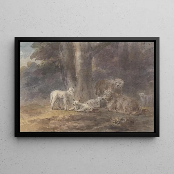 Sheep Under a Tree - Sawrey Gilpin — framed artwork on a wall