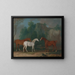 Three hunters in a rocky landscape - Sawrey Gilpin — framed artwork on a wall