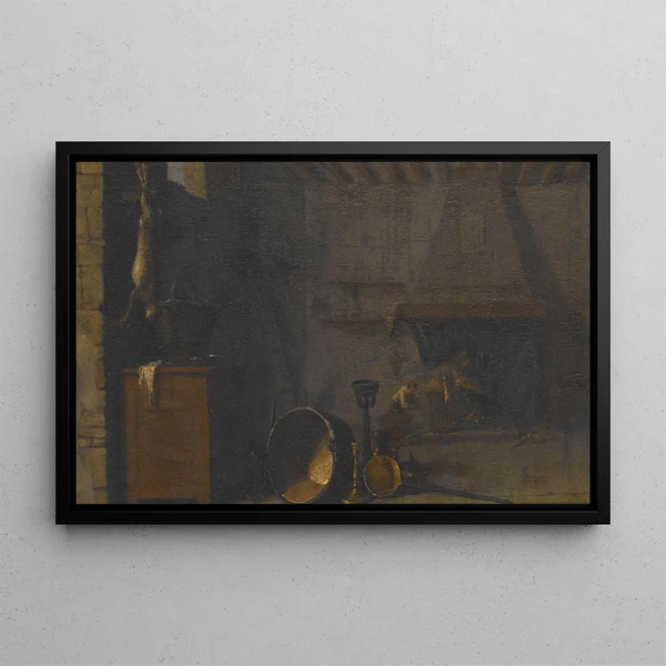 Cuisine with hare - Sébastien Bourdon — framed artwork on a wall