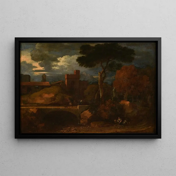 Historic landscape painting - Sébastien Bourdon — framed artwork on a wall