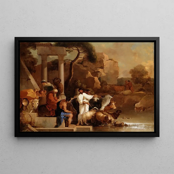 The Departure of Jacob - Sébastien Bourdon — framed artwork on a wall