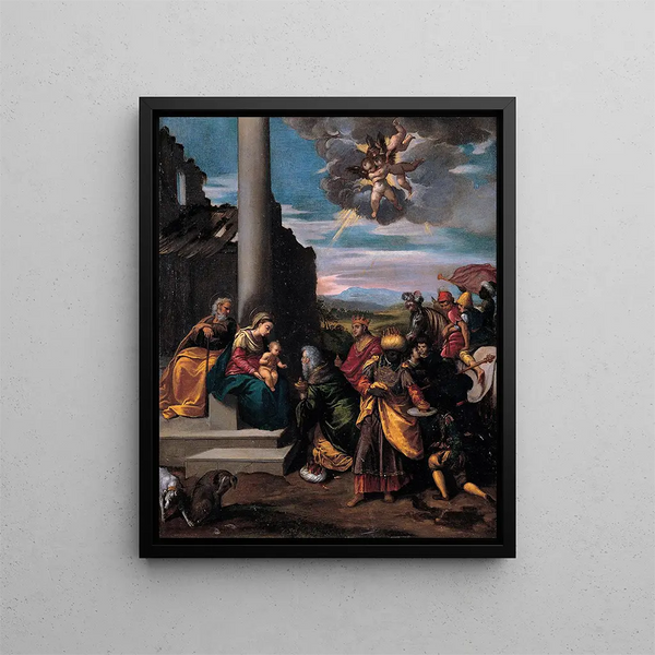 Adoration of the Magi - Scarsellino — framed artwork on a wall
