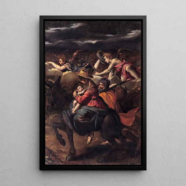 Flight into Egypt - Scarsellino — framed artwork on a wall