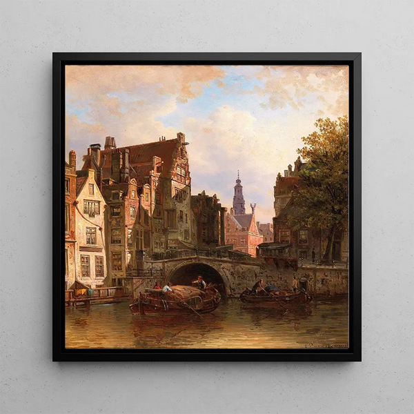 Scene in Amsterdam - Elias Pieter van Bommel — framed artwork on a wall