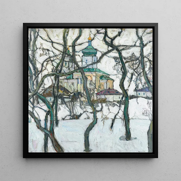 Reproduction of the painting Winter scene painting with church - Abraham Manievich