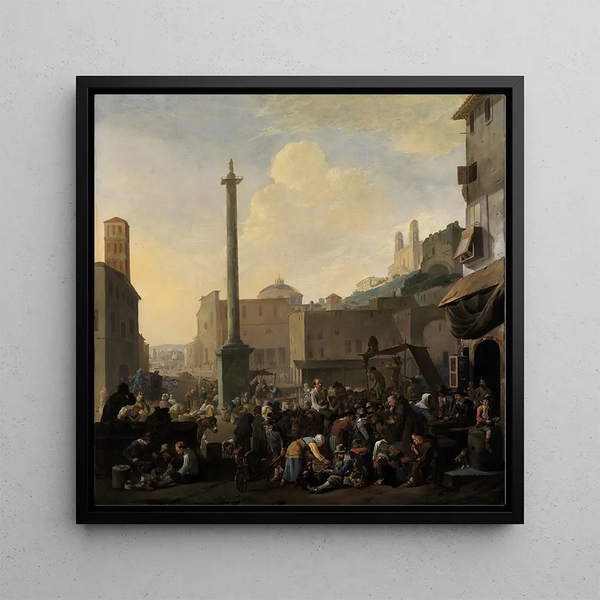 Scene of Roman Market - Johannes Lingelbach — framed artwork on a wall