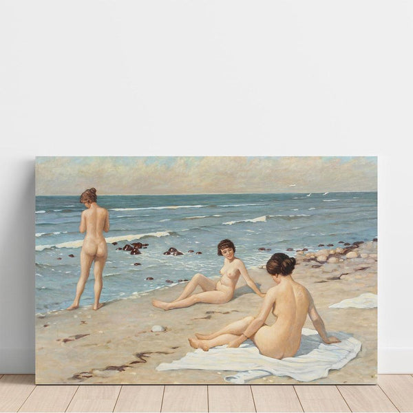 Reproduction of the painting Beach scene with women bathing - Paul Fischer