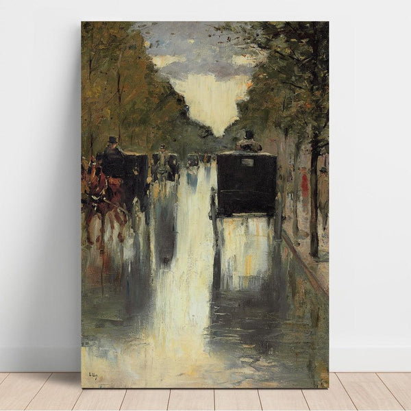 Reproduction of the painting Street scene painting in Berlin with horse-drawn taxis - Lesser Ury