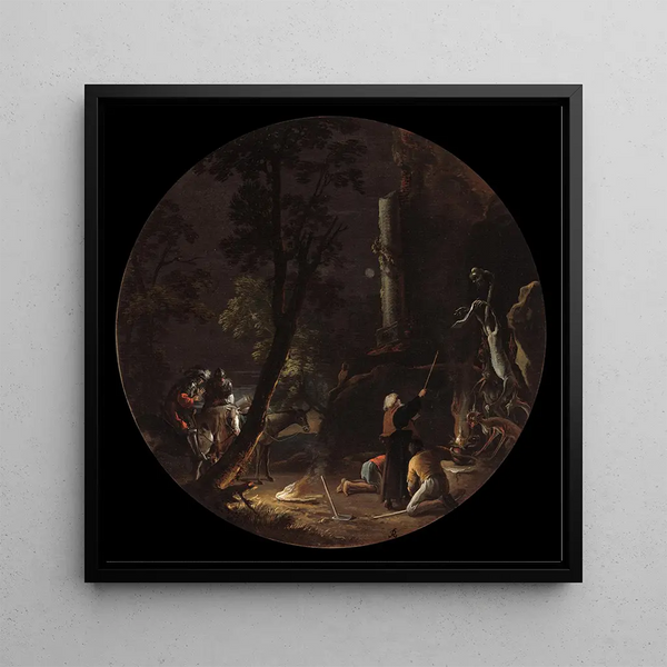 Nighttime Witchcraft Scenes - Salvator Rosa — framed artwork on a wall