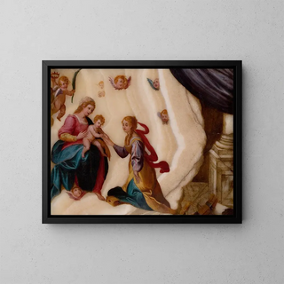The mystical marriage of Saint Catherine - School of Antonio Tempesta — framed artwork on a wall