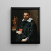 Portrait of a gentleman in three-quarter view holding a book with a statue in the background - School of Bergamo — framed artwork on a wall