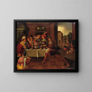 The Rich Man and Lazarus - School of Frans Francken I — framed artwork on a wall