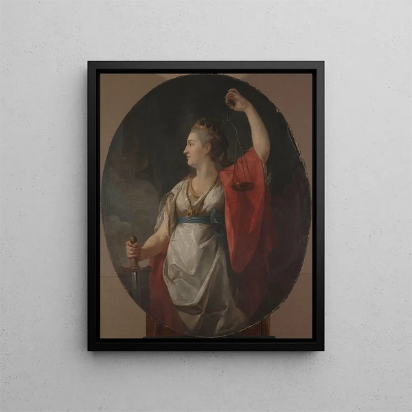 Allegory of Justice Thémis - School of Marcello Bacciarelli — framed artwork on a wall