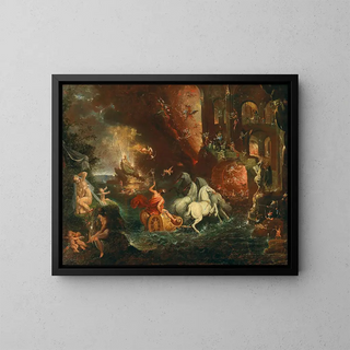 a fantastic scene including Venus with Cupid and Neptune in his chariot - School of the Netherlands — framed artwork on a wall
