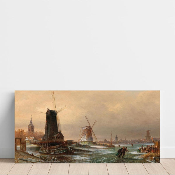 Reproduction of the painting of a Dutch sawmill, watermill, and flour mill near Amsterdam - Elias Pieter van Bommel