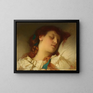 Girl Sleeping - Sebastian Luz — framed artwork on a wall