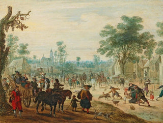 A village with many figures on a road - Sebastian Vrancx — artwork view