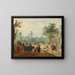 A village with many figures on a road - Sebastian Vrancx — framed artwork on a wall