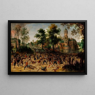 Saccage d'une ville - Sebastian Vrancx — framed artwork on a wall