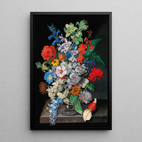 A large bouquet of flowers - Sebastian Wegmayr — framed artwork on a wall