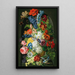 Floral composition with butterfly and blue tit - Sebastian Wegmayr — framed artwork on a wall